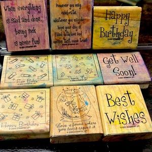 Set of 9 Stampin’ Up Wooden Stamps - 2001-2004